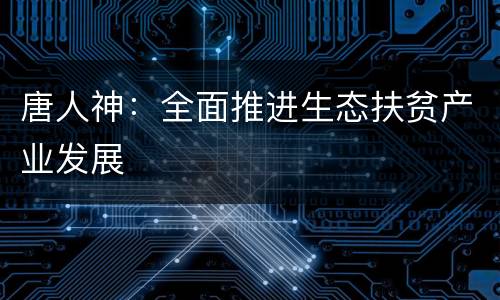 唐人神：全面推进生态扶贫产业发展