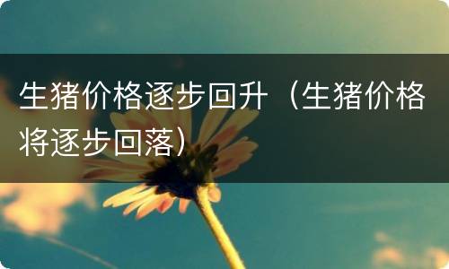 生猪价格逐步回升（生猪价格将逐步回落）