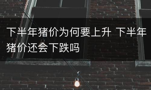 下半年猪价为何要上升 下半年猪价还会下跌吗