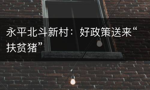 永平北斗新村：好政策送来“扶贫猪”