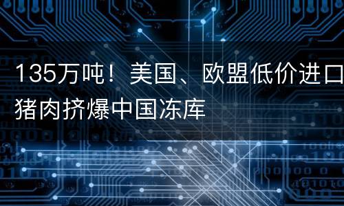 135万吨！美国、欧盟低价进口猪肉挤爆中国冻库