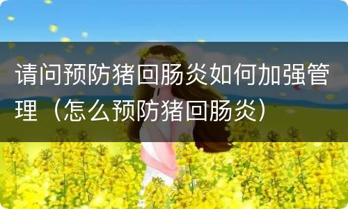 请问预防猪回肠炎如何加强管理（怎么预防猪回肠炎）