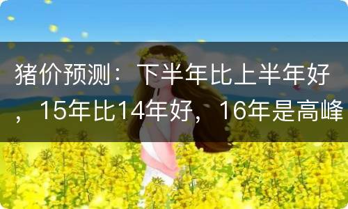 猪价预测：下半年比上半年好，15年比14年好，16年是高峰