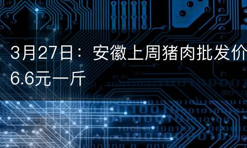 3月27日：安徽上周猪肉批发价6.6元一斤