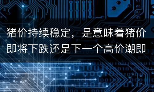 猪价持续稳定，是意味着猪价即将下跌还是下一个高价潮即将来临
