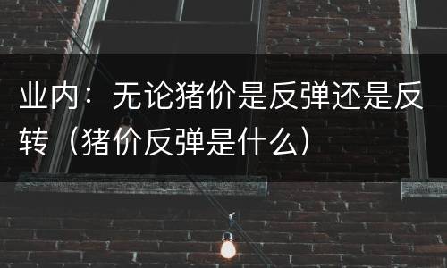业内：无论猪价是反弹还是反转（猪价反弹是什么）