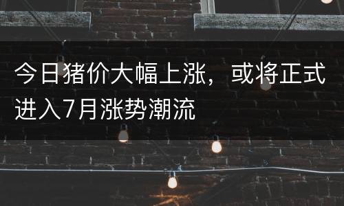 今日猪价大幅上涨，或将正式进入7月涨势潮流