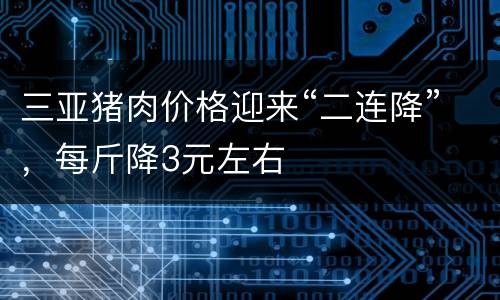 三亚猪肉价格迎来“二连降”，每斤降3元左右