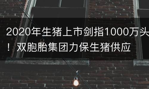 2020年生猪上市剑指1000万头！双胞胎集团力保生猪供应