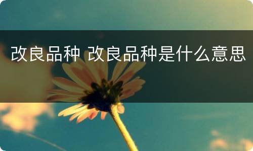 改良品种 改良品种是什么意思