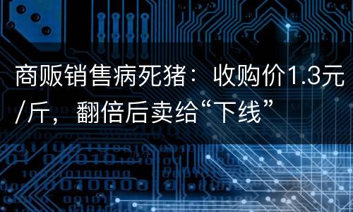 商贩销售病死猪：收购价1.3元/斤，翻倍后卖给“下线”