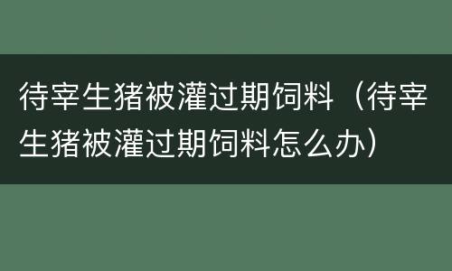 待宰生猪被灌过期饲料（待宰生猪被灌过期饲料怎么办）
