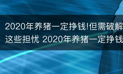 2020年养猪一定挣钱!但需破解这些担忧 2020年养猪一定挣钱!但需破解这些担忧的问题