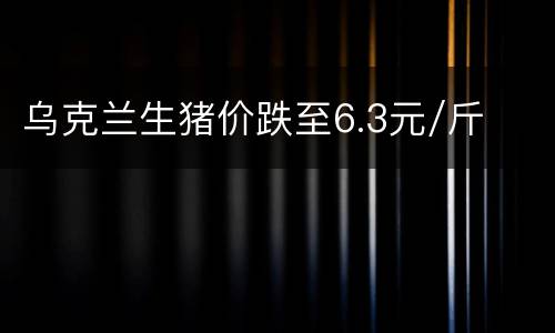 乌克兰生猪价跌至6.3元/斤