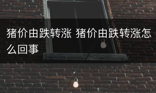 猪价由跌转涨 猪价由跌转涨怎么回事