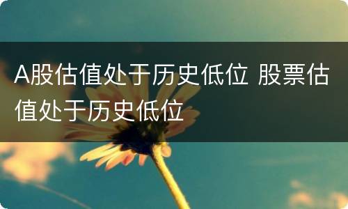 A股估值处于历史低位 股票估值处于历史低位