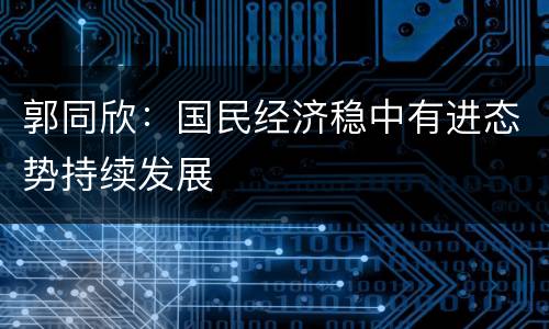 郭同欣：国民经济稳中有进态势持续发展