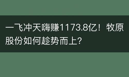 一飞冲天嗨赚1173.8亿！牧原股份如何趁势而上？
