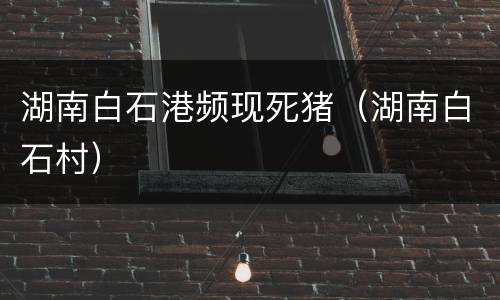 湖南白石港频现死猪（湖南白石村）