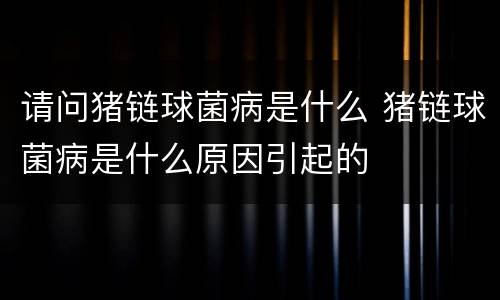 请问猪链球菌病是什么 猪链球菌病是什么原因引起的