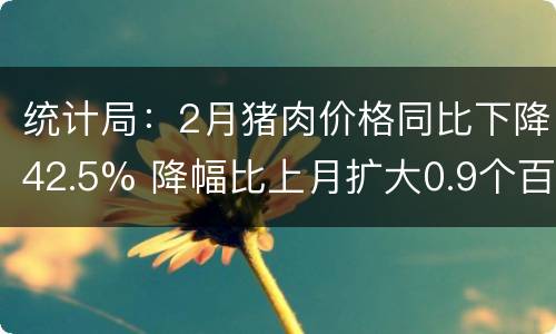 统计局：2月猪肉价格同比下降42.5% 降幅比上月扩大0.9个百分点