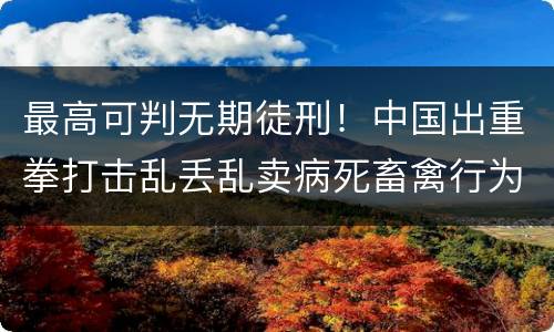 最高可判无期徒刑！中国出重拳打击乱丢乱卖病死畜禽行为