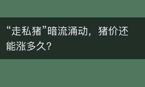 “走私猪”暗流涌动，猪价还能涨多久？