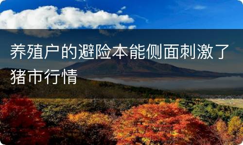 养殖户的避险本能侧面刺激了猪市行情