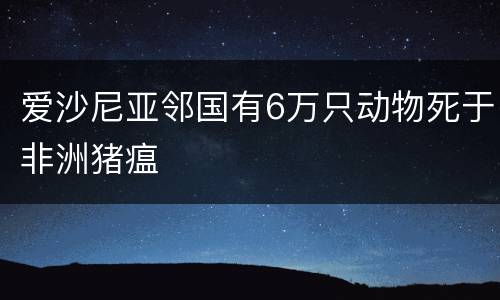 爱沙尼亚邻国有6万只动物死于非洲猪瘟