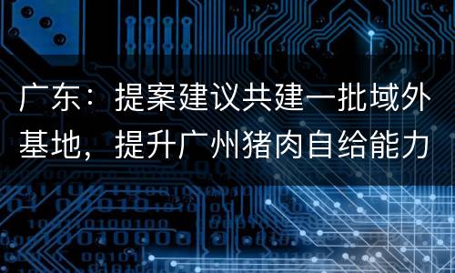广东：提案建议共建一批域外基地，提升广州猪肉自给能力