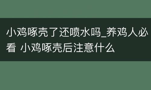 小鸡啄壳了还喷水吗_养鸡人必看 小鸡啄壳后注意什么