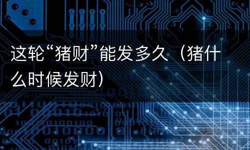 这轮“猪财”能发多久（猪什么时候发财）