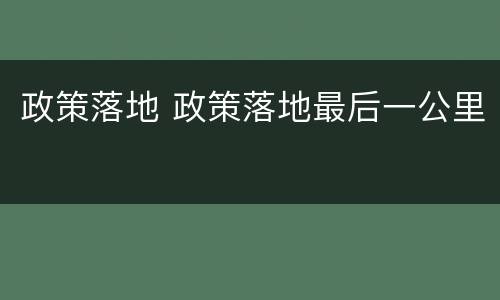 政策落地 政策落地最后一公里