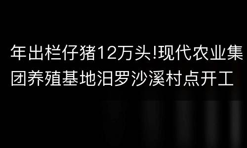 年出栏仔猪12万头!现代农业集团养殖基地汨罗沙溪村点开工