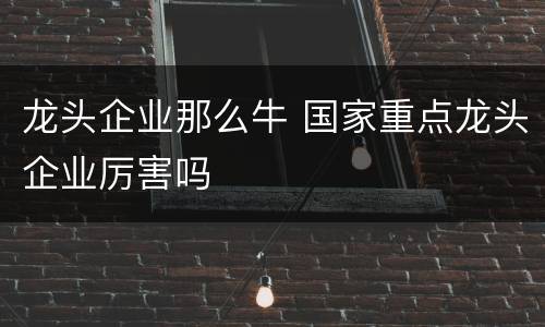 龙头企业那么牛 国家重点龙头企业厉害吗