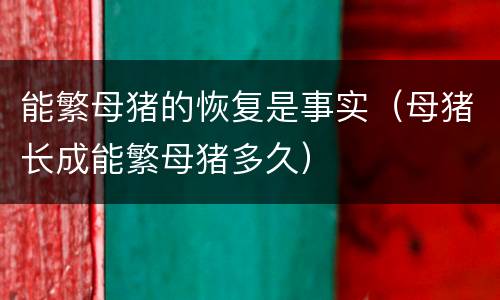 能繁母猪的恢复是事实（母猪长成能繁母猪多久）