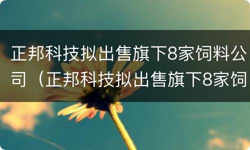 正邦科技拟出售旗下8家饲料公司（正邦科技拟出售旗下8家饲料公司）