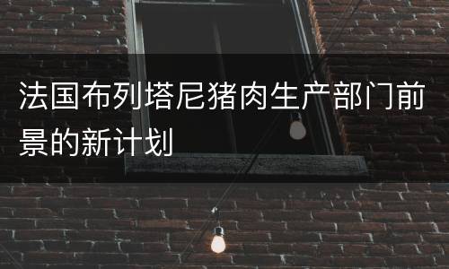 法国布列塔尼猪肉生产部门前景的新计划