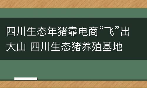 四川生态年猪靠电商“飞”出大山 四川生态猪养殖基地
