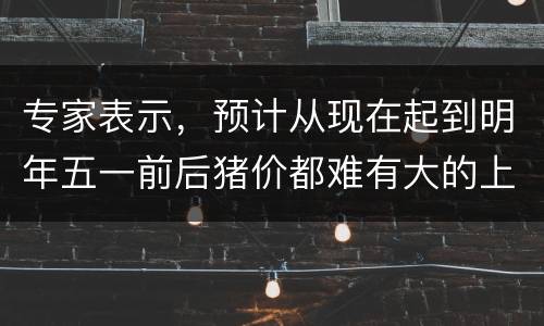 专家表示，预计从现在起到明年五一前后猪价都难有大的上涨