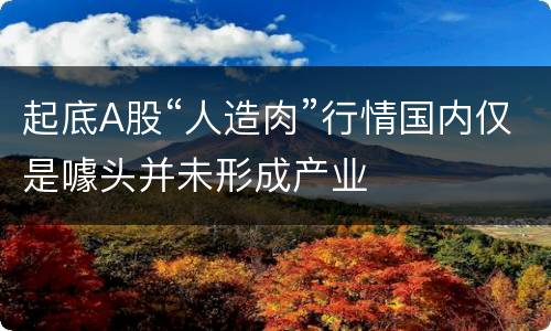 起底A股“人造肉”行情国内仅是噱头并未形成产业