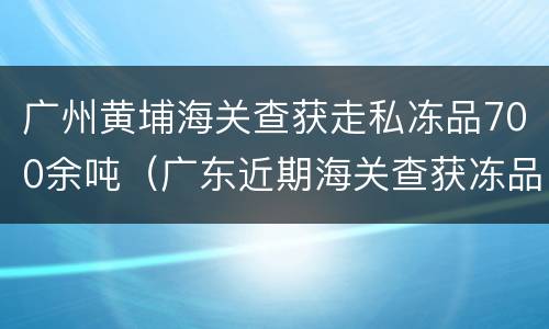 广州黄埔海关查获走私冻品700余吨（广东近期海关查获冻品案件）