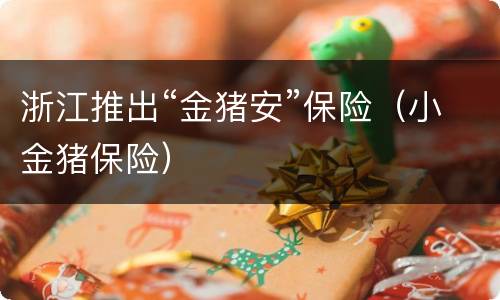 浙江推出“金猪安”保险（小金猪保险）