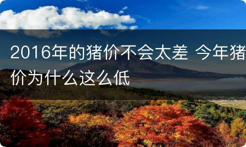 2016年的猪价不会太差 今年猪价为什么这么低