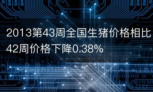2013第43周全国生猪价格相比42周价格下降0.38%