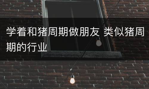 学着和猪周期做朋友 类似猪周期的行业