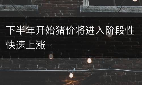 下半年开始猪价将进入阶段性快速上涨