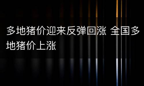 多地猪价迎来反弹回涨 全国多地猪价上涨