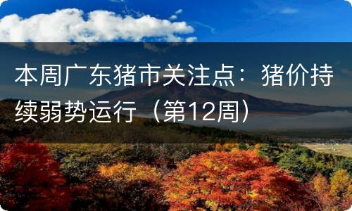 本周广东猪市关注点：猪价持续弱势运行（第12周）