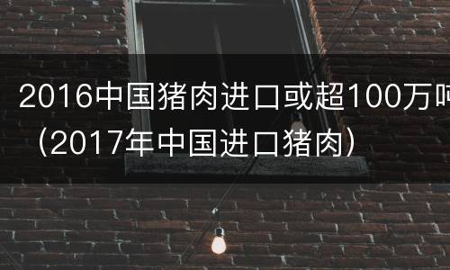2016中国猪肉进口或超100万吨（2017年中国进口猪肉）